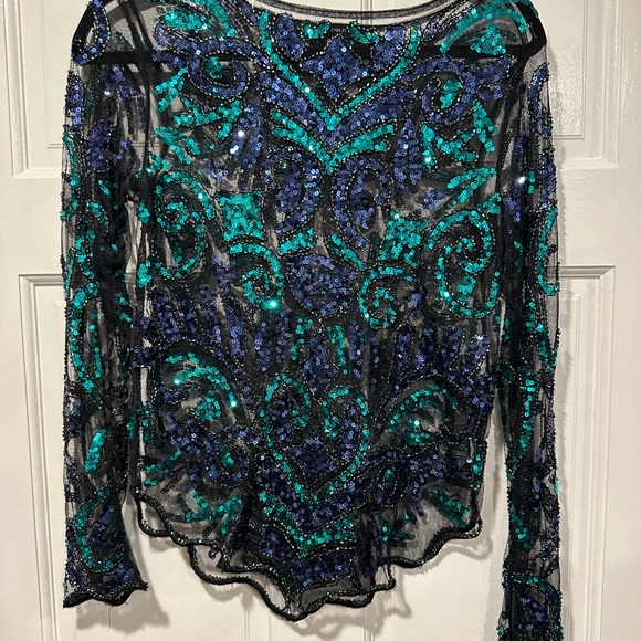 Forever 21 Sequin Mesh Top - Size S - Picture 1 of 4